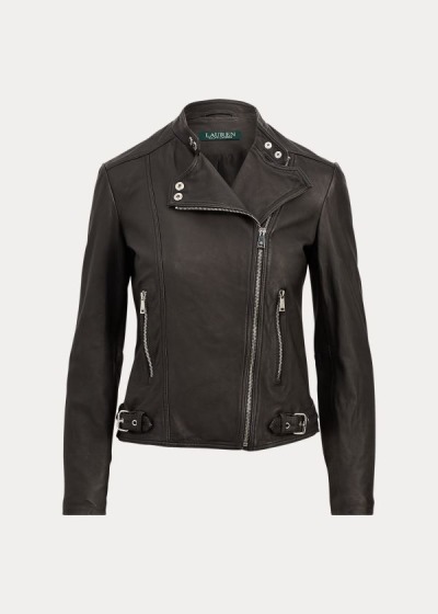 Ralph Lauren Burnished Læder Biker Jakke Dame Danmark (YFNLV2053)